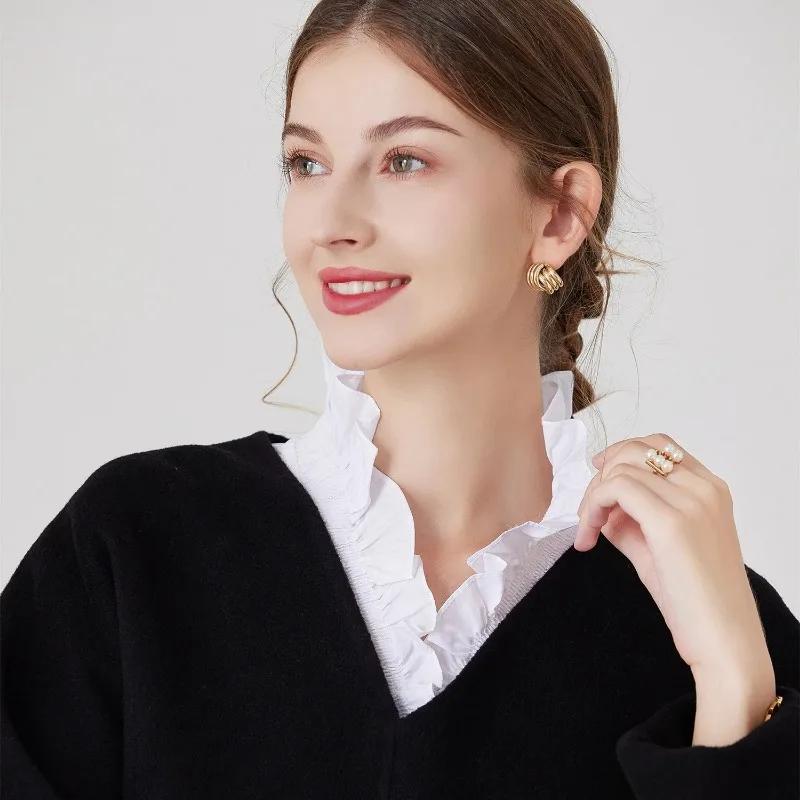 Women's Cotton Detachable Collar for Sweater Blouse Shirt Fake Collar Decorative Female White Half Shirt False Collar Accessory