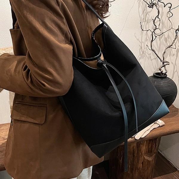 New fashion tote bucket bag casual 2025 autumn and winter commuter shoulder bag large capacity suede bag women