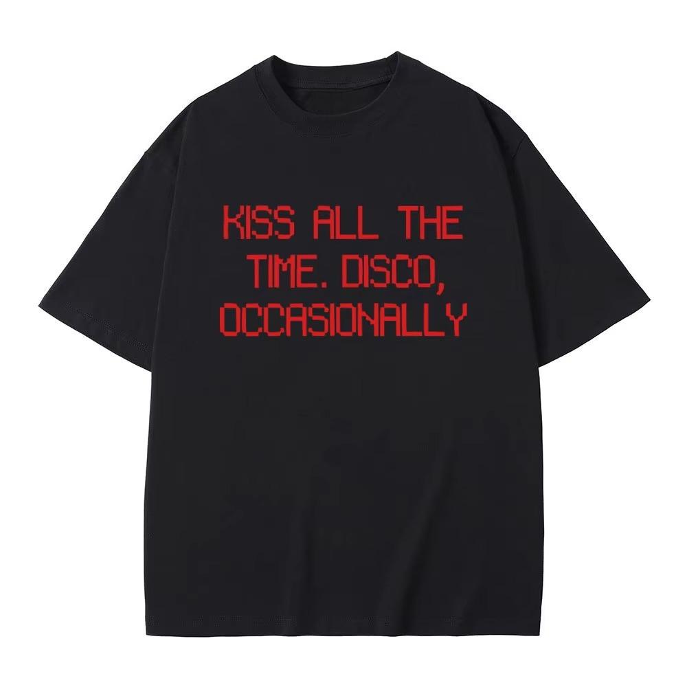 Kiss All The Time Disco Occasionally Same Style Print Tshirt Men Women Fashion T Shirts Male Casual Pure Cotton Tshirts
