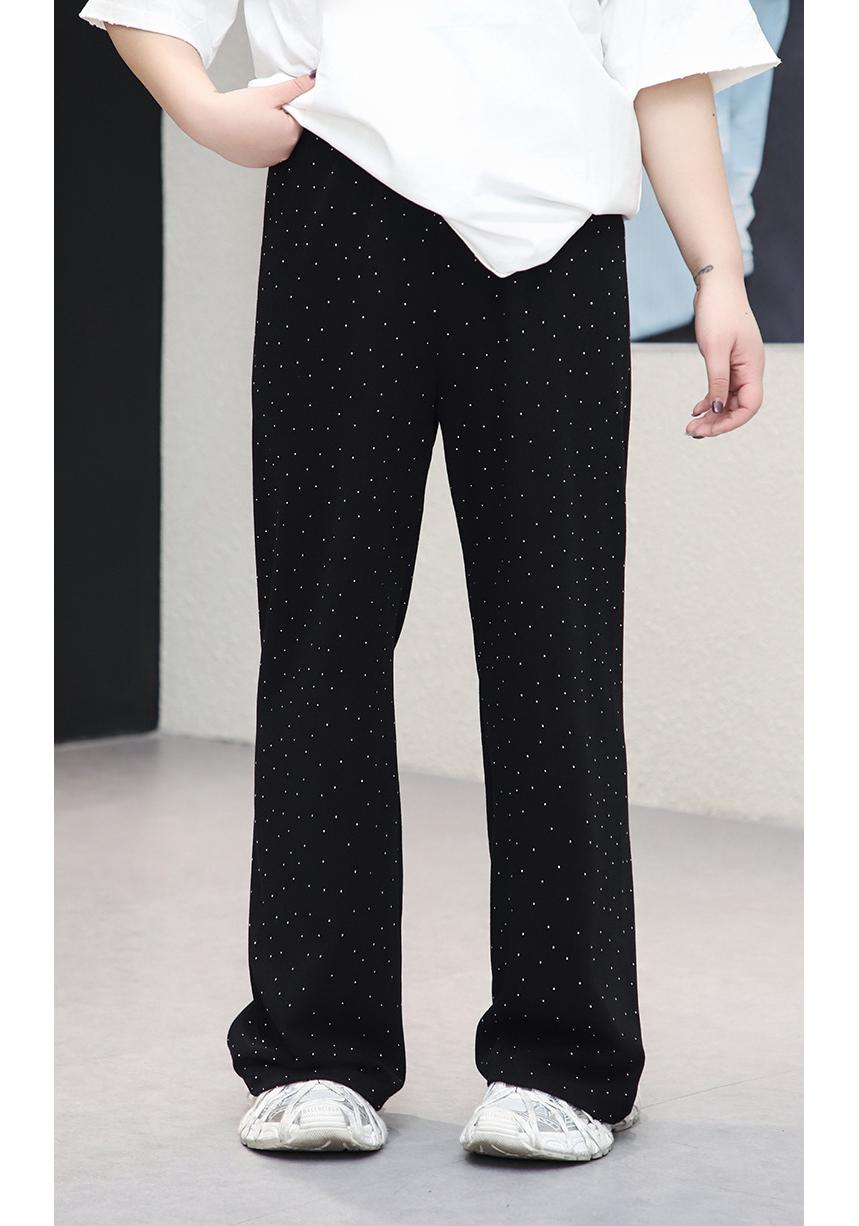 

Spring Rhinestone Wide-Leg Knit Pants - Multi-Color, Plus Size, Loose Fit Women s Clothing 3XL (recommended weight 120-160 jin) чёрный