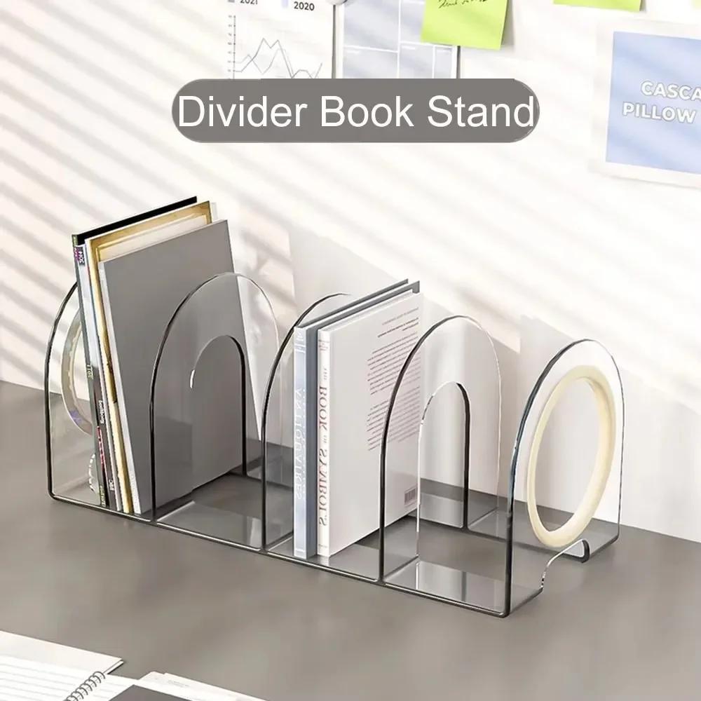 Bookshelf Book Holder Transparent Save Space Handle Bookends Desktop File Organizer Desk Storage Rack
