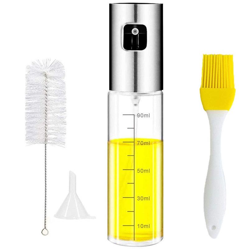 304 Stainless Steel Glass Oil Spray Bottle - Press Type for Barbecue and Cooking