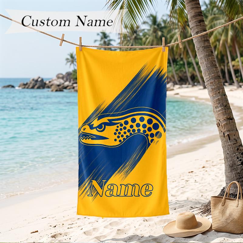 Parramatta Eels Custom Name Printed Beach Towel Personalized Soft Towel For Swimming Beach Travel