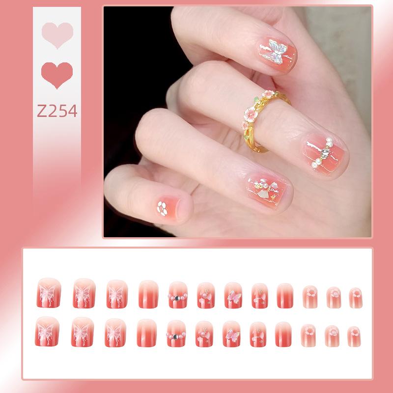 Luxurious Transparent Blush Bubble Rose Press-On Nail Set with Wearable Stickers