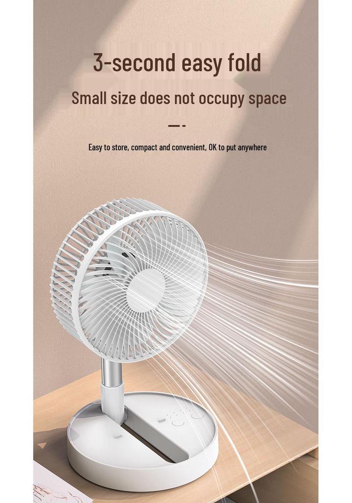 Compact Foldable Office Desk Fan: Rechargeable, Oscillating, Strong Wind, Long Battery Life, Portable for Student Dorms
