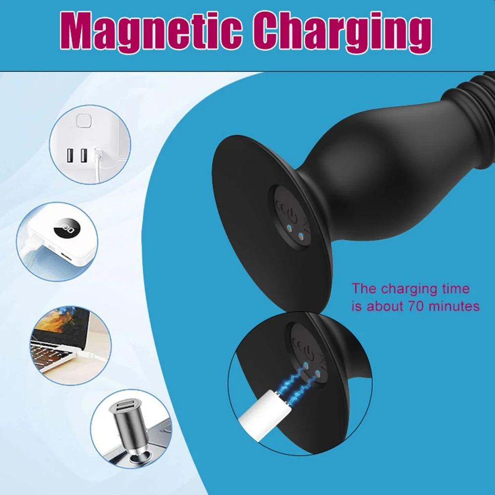 Teleskopické anální vibrátory bezdrátové tlačné dildo anální kolík vibrátory mužský masér prostaty anální masturbátor sexuální hračky pro muže