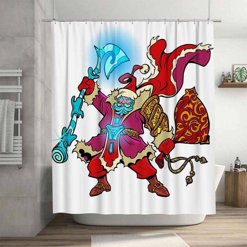 TU Santa Claus Shower Curtain Christmas Holiday Festive Bathroom Decor Holiday Decor Merry Christmas Gift Festive Decor Holiday 90x180cm35x71in