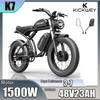 KICKWEY K7 Vélo Électrique Moteur 1500W Batterie 48V23AH Système de Suspension Intégrale Vélo Électrique 20” Pneus Fat Vélo Électrique Tout-Terrain
