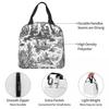Black And White Toile De Jouy Insulated Lunch Bag for Women Children Leakproof Food Boxes Thermal Lunch Box Tote