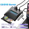 Gravador CD DVD Externo Ultra Slim com 3 Portas USB e Slots para Cartão SD Drive de Disco Óptico para Laptop Mac PC