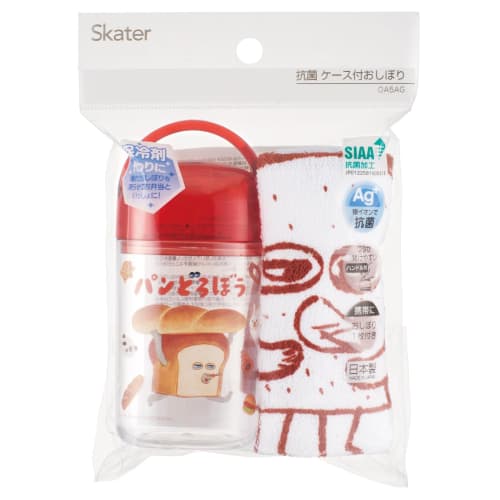 Skater Wet Towel Set with Case, Kids', Made in Japan, Bread Thief Design, Boys and Girls, OA5AG-A