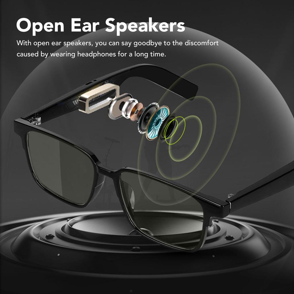 Smart Glasses with Blue Light Polarized Microphone and Touch and Voice Assistant 6 Hours of Unisex Smart Sunglasses for Outdoor Use Polarized Night