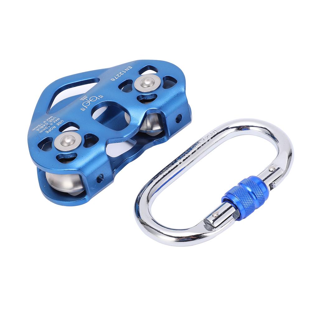 Double Shaft Pulley Aluminum Alloy HeartShaped Hanging Wheel Rock Climbing Machinery Supplies(Blue )