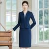 Tluoman Women's Navy Blue Professional Faux Two-Piece Suit Dress