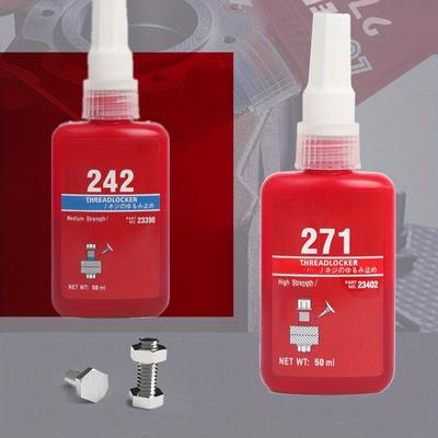 1 Ea of Blue Threadlocker 242 and Red Threadlocker 271, Nut and Bolt Retainer, Fastener Threadlocker Anaerobic Cure Metal Adhesive
