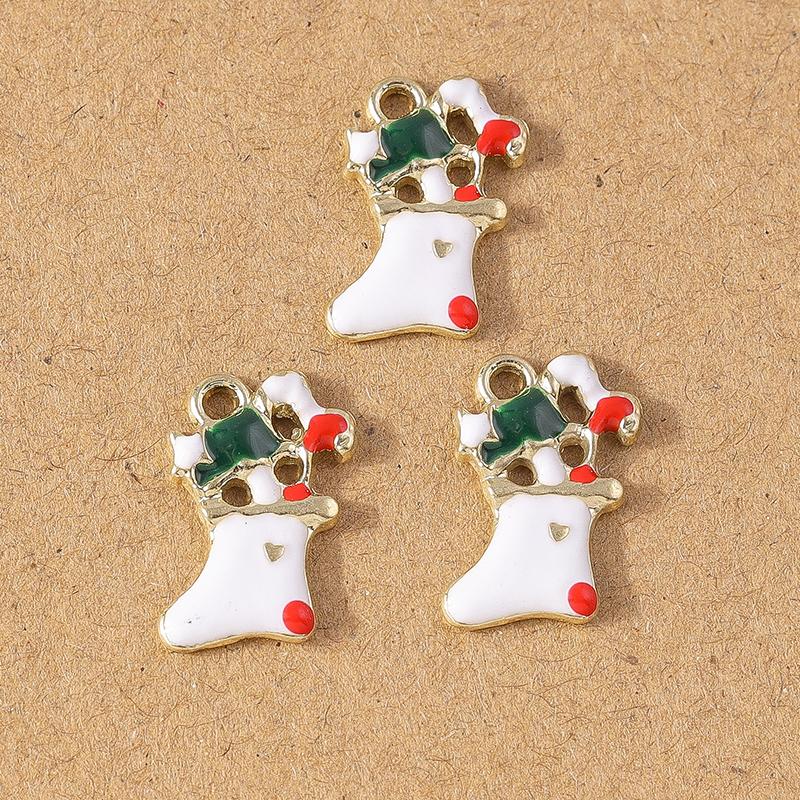 10pcs Enamel Christmas Tree Snowman Pendant Charms for Jewelry Making Christmas Earrings Necklaces DIY Accessories Supplies