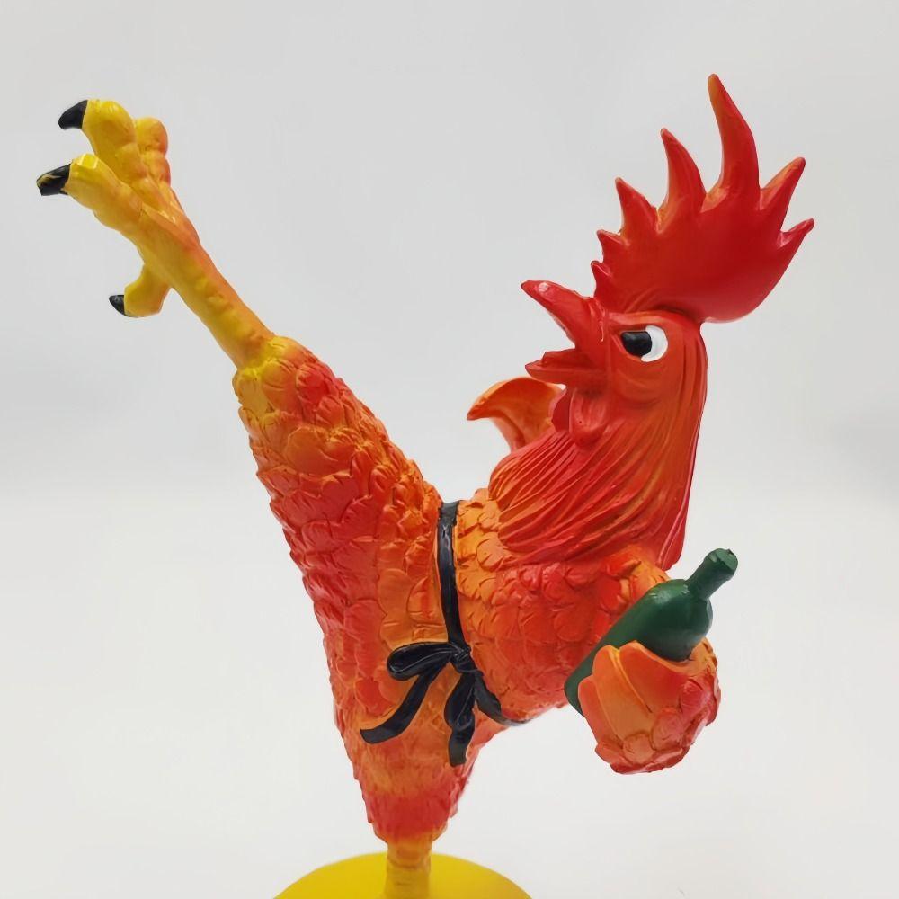 Creative Rooster Sculpture Funny Animal Miniatures Figurine Drunken Kung Fu Chicken Statue  Farm