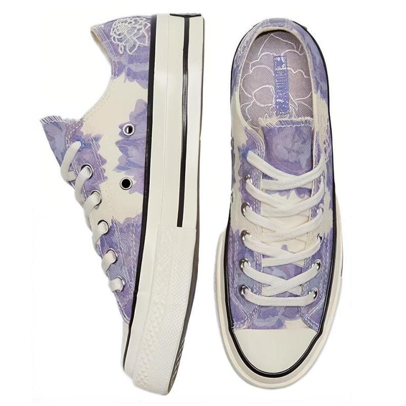 Converse Chuck Taylor All Star 1970s Comfortable Classic Versatile Low-Top Canvas Women's Floral Purple