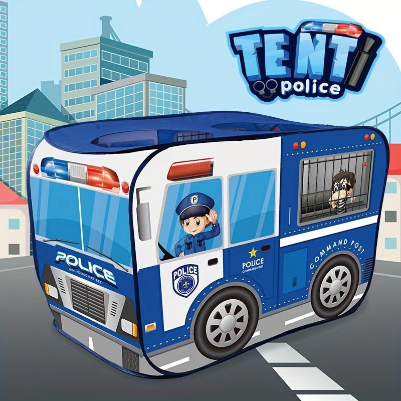 

Youngsters Blue Police Car Game Tent Easy Pop Up Durable Polyester Steel Frame Foldable Playhouse Imaginative Fun Ball 73x114x73cm