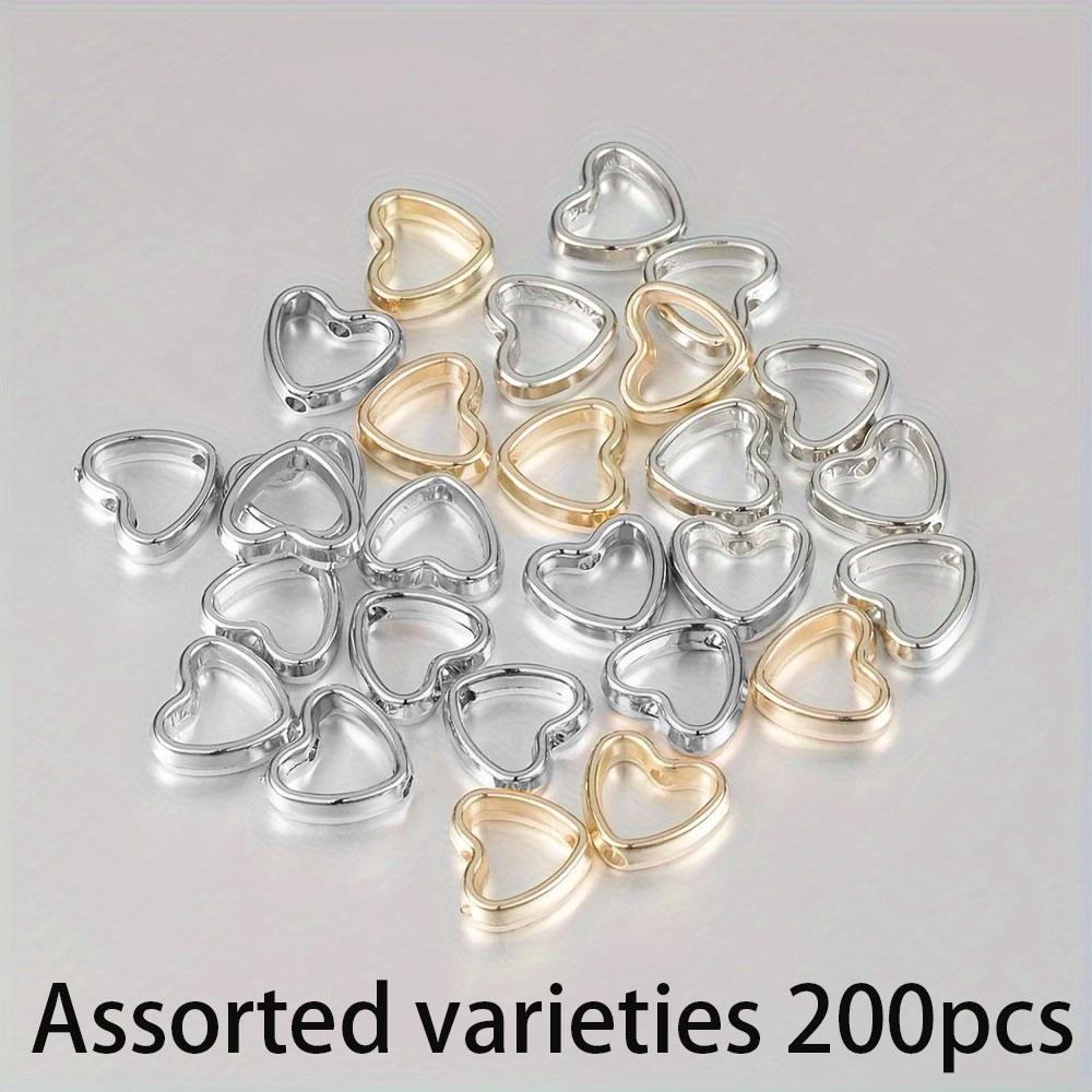 50/100/200pcs Peach Heart Shaped Heart-shaped Double Hole CCB Interval Bead Romantic Hollow Peach Heart Pendant DIY Necklace Bracelet Accessories