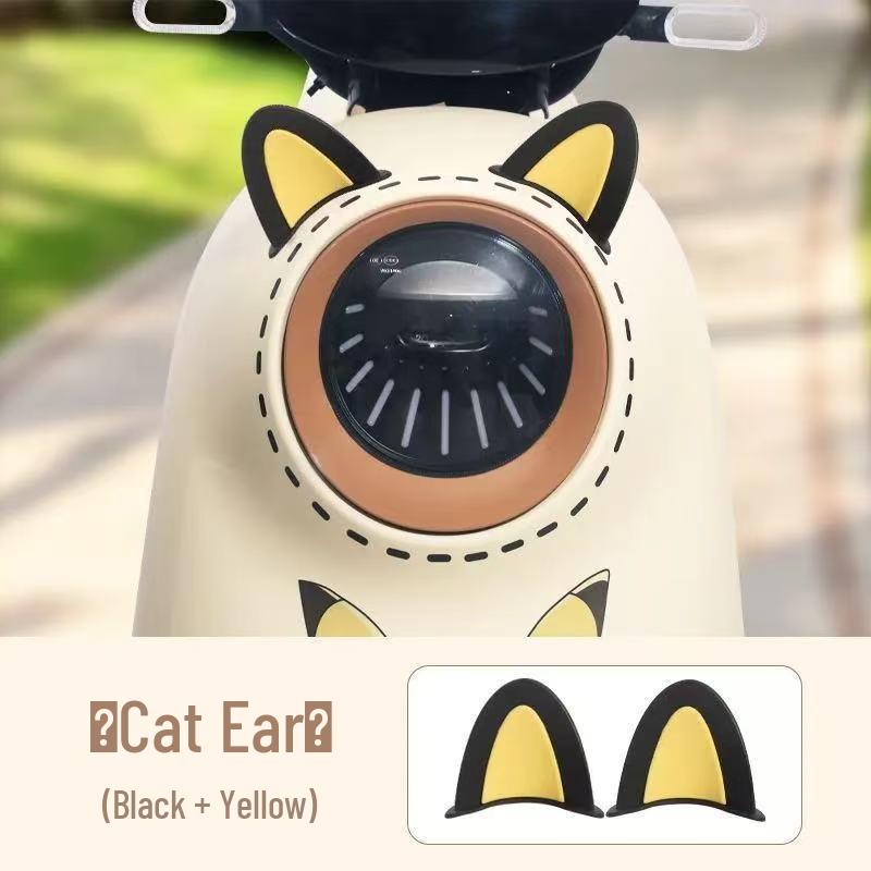 Yadea Bear Ear Electric Scooter Accessories: Cute Battery Car Stickers & Creative Helmet Decorations.
