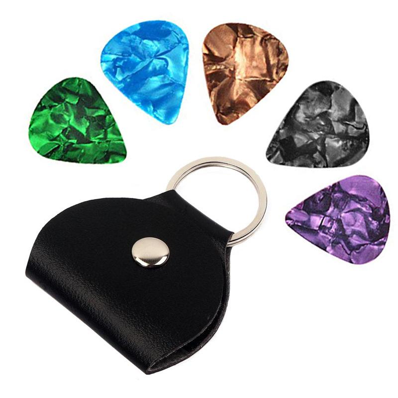 Guitar Pick Pouch + Set of 5 Picks, Pick Storage Pouch, Pick Case, 5 Picks (Random Colors)