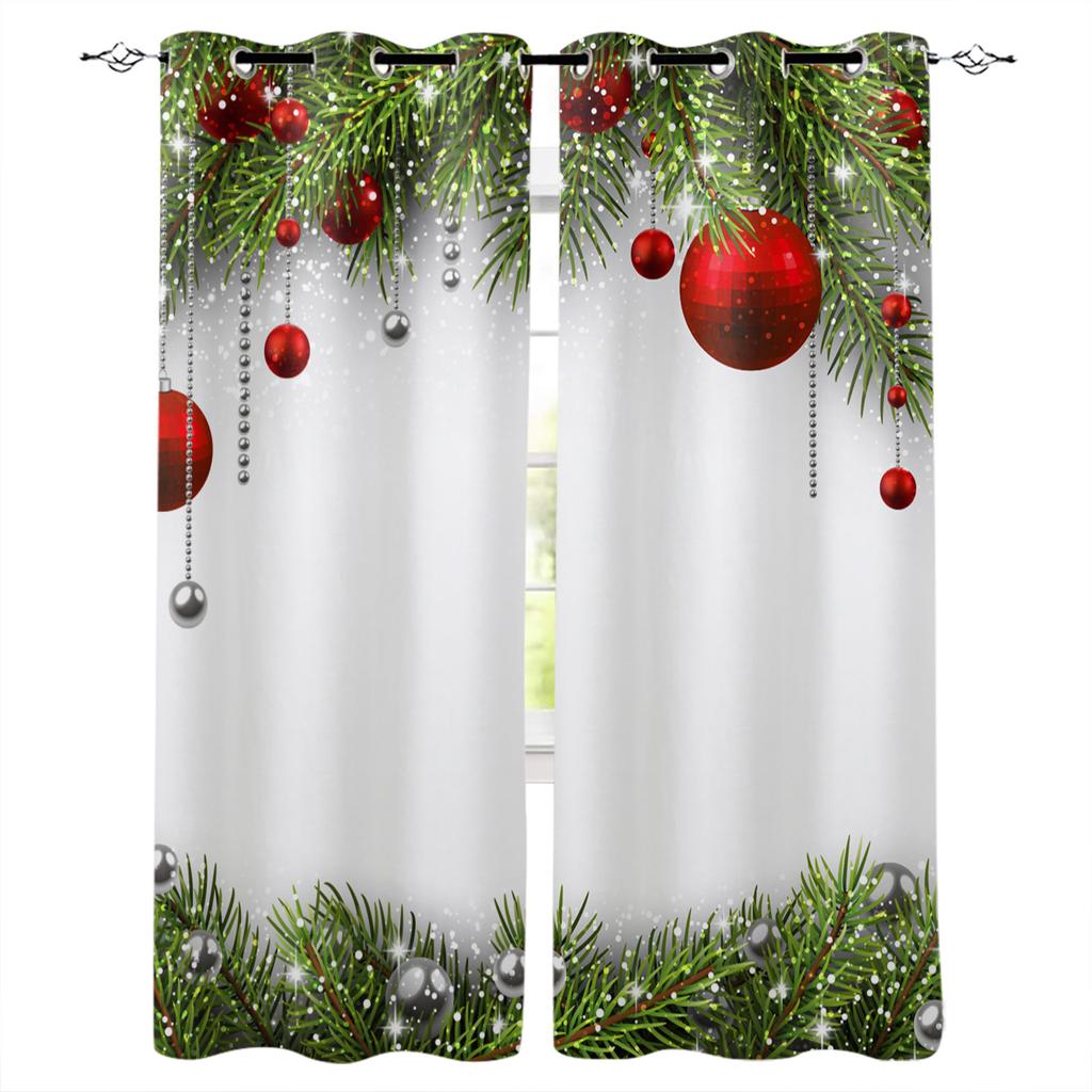 3D Christmas Tree Curtains 2-Panel Luxury Sunshade for Living Room Bedroom Home Decor Merry Christmas
