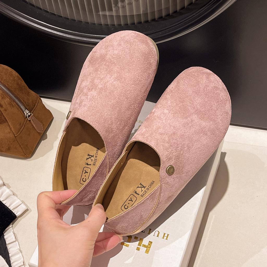 Comfortable two-wearing Boken shoes for women in spring and summer 2025, new flat-bottomed versatile Doudou single shoes, lazy one-pedal Boken shoes