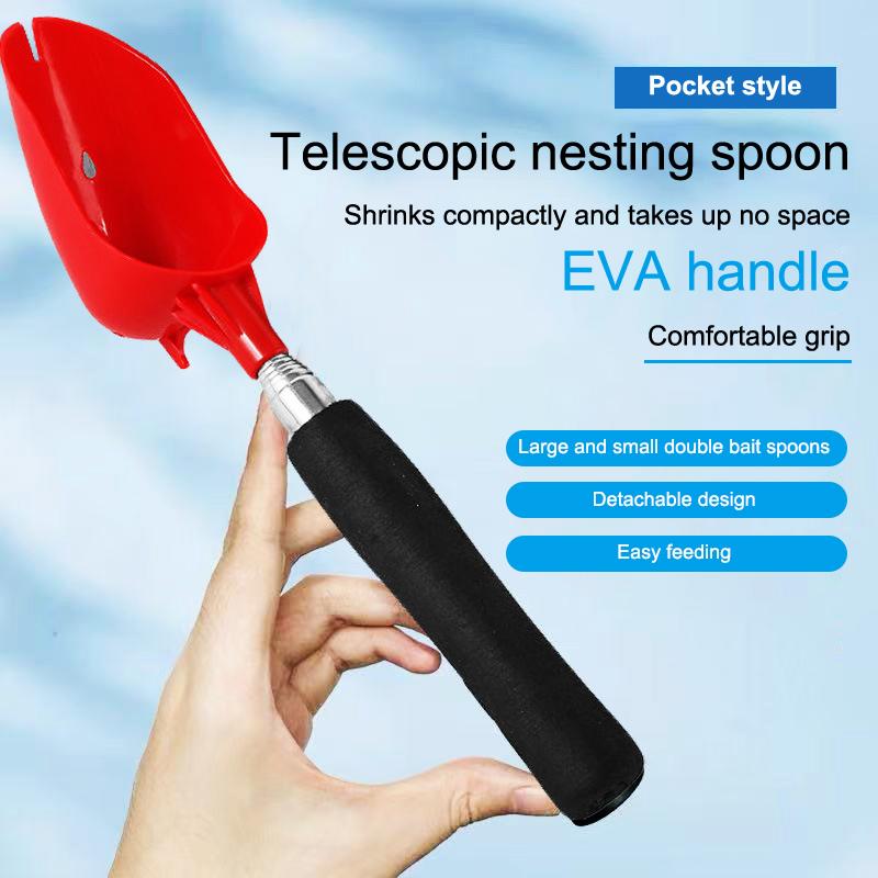 Bait Throwing Spoons Retractable Fish Bait Casting Scoop Lightweight Long Handle Non Slip Fishing Tackle Accessory