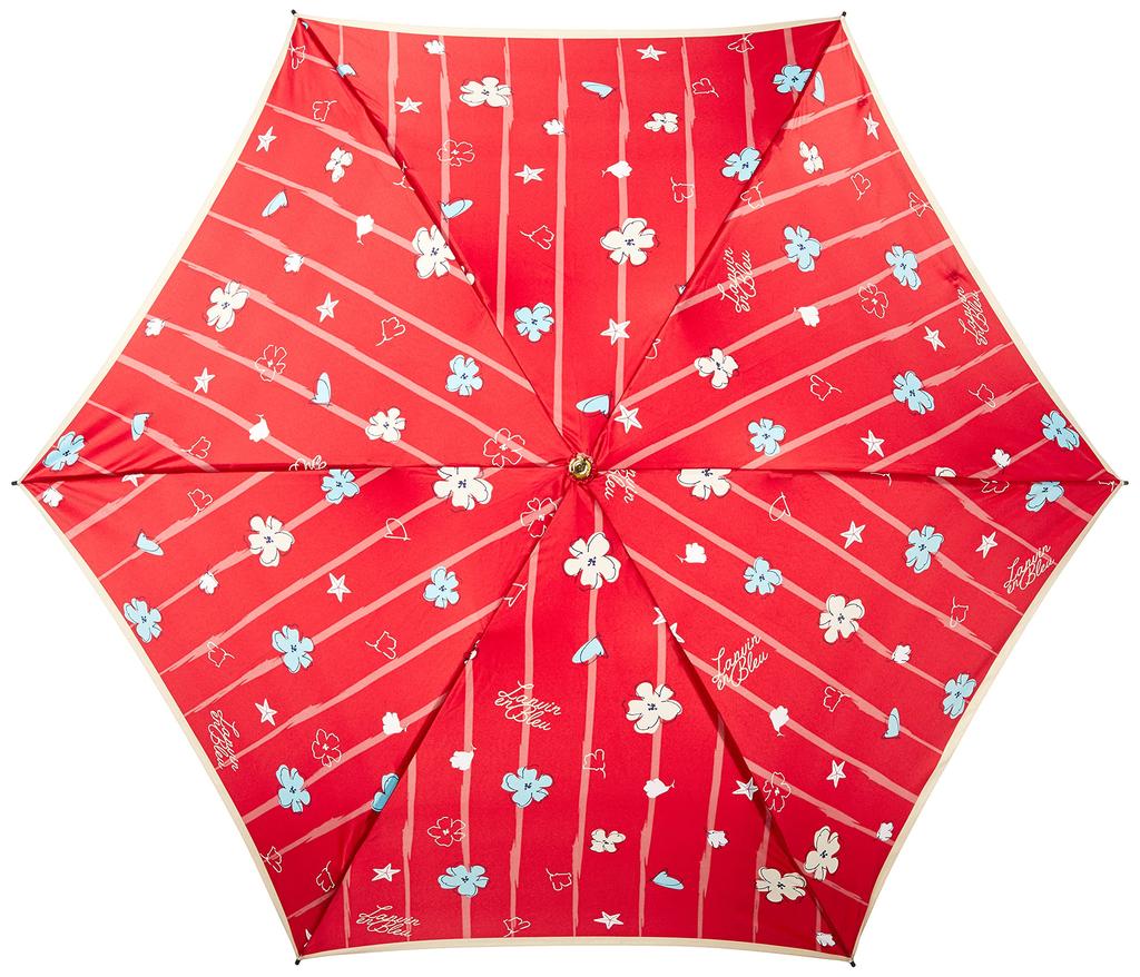 LANVIN en Bleu MOONBAT Blume und Meer Motiv Faltbar Stilvoll Floral Band Ca. 55cm Regenschirm, Druck, Niedlich, Damen, 21-084-10566-02-33-55, Rot,