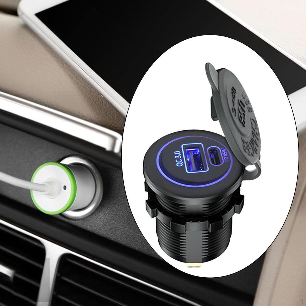 USB 3.0 Car Charger Adapter Quick Charge Faster Charging Compact with Blue Light