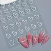 1 Sheet Nail Art Stickers 3D Cute Heart White Gold Silver Lines Love Heart Nail Decals Diy Adhesive Slider Manicure Decorations