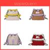 Handcrafted Wool Knitted Flower Drawstring Bag Mini Crossbody For Daily Use
