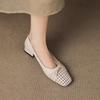 Fashion Low Heel Sheepskin Hollow-out Baotou Sandals Women's Xia New Retro Shallow Single Shoes