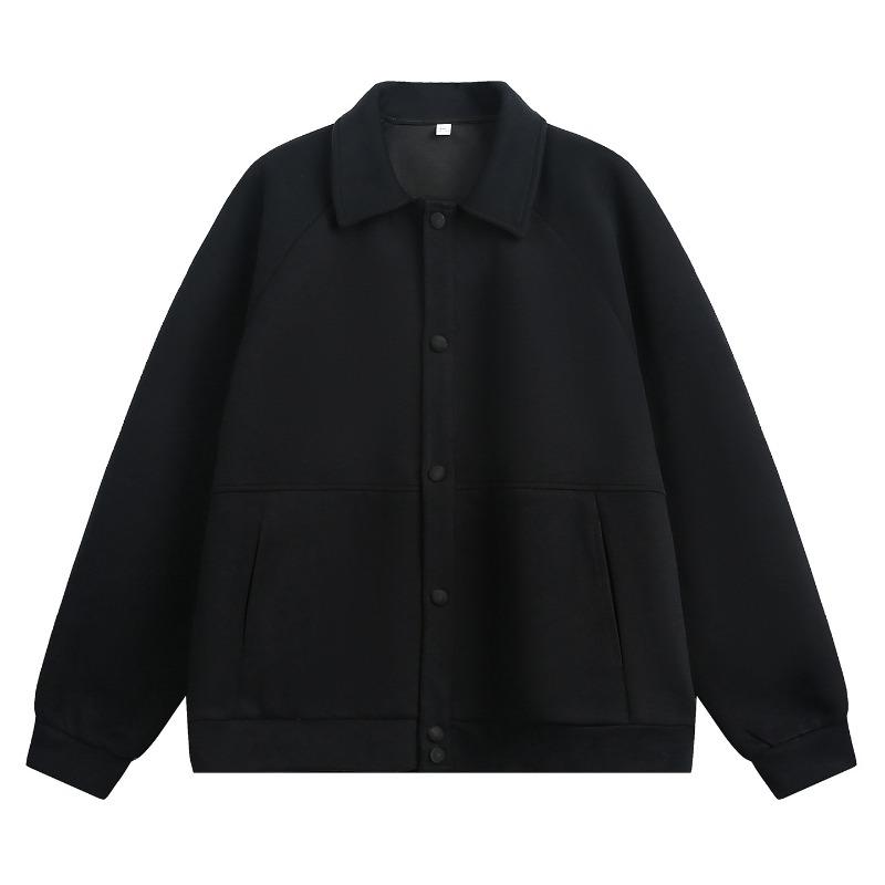 Mens Loose Turn Down Collar Raglan Sleeve Casual Short Jacket Outerwear