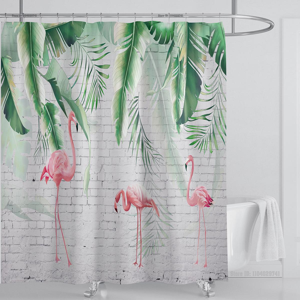 

Растения Цветочная Шторка для душа Водонепроницаемая шторка для душа Полиэфирная ткань 3D печать Занавески для ванной Декор для ванной с крючками W90xH180cm