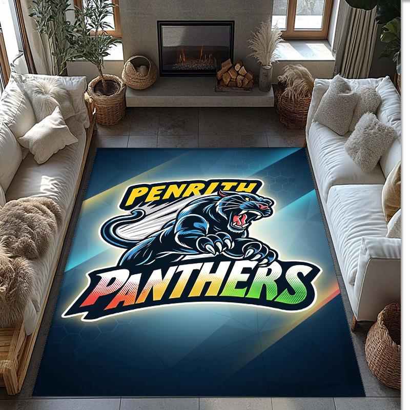 Penrith Panthers Tappeto in Velluto di Cristallo Morbido Anti?Tappetino Antiscivolo Comodo per Casa Soggiorno Camera da Letto Tappeto Decorativo