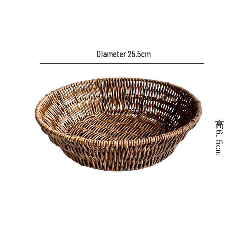 Creative Round Handwoven Rattan-Style Basket for Snacks & Dried Fruit