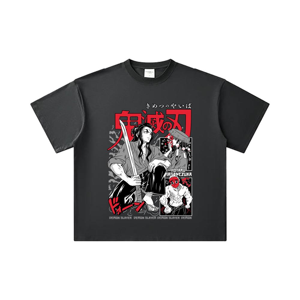 260 GSM Doppelgarn 32er Zählart 100% Baumwolle Demon Slayer V94 Haganezuka Druck Unisex Schweres Baumwoll-T-Shirt