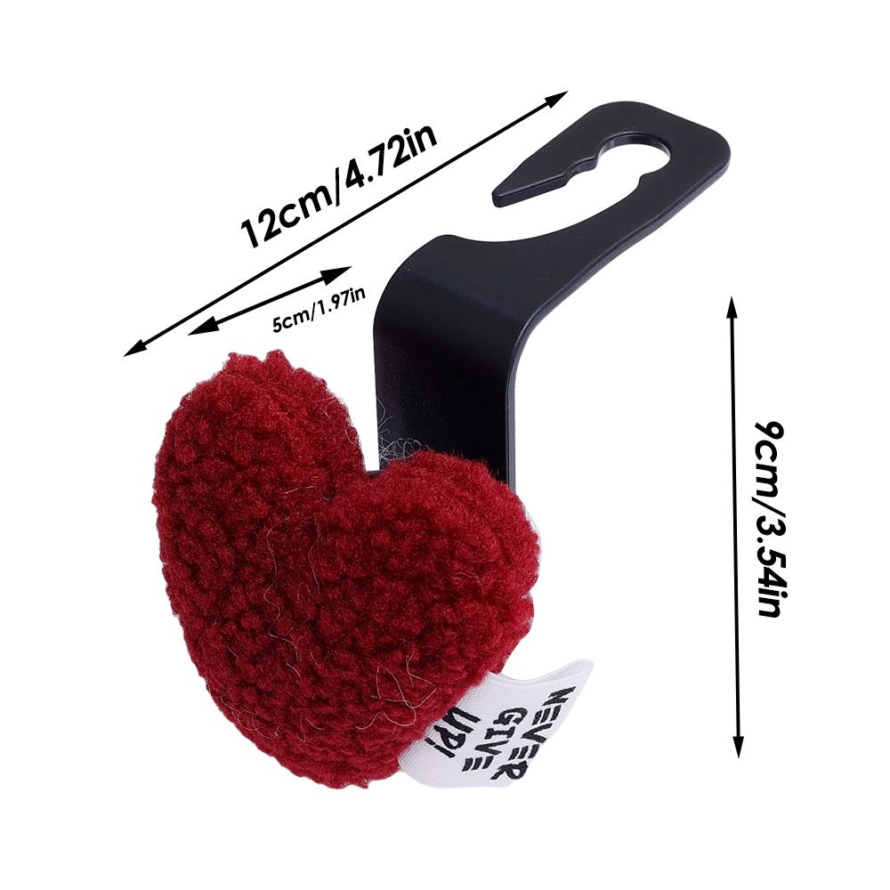 2/1pcs Car Seat Back Hooks Plush Love Heart Car Hook Multifunctional Auto Seat Headrest Hanging Storage Hook Handbag Hooks
