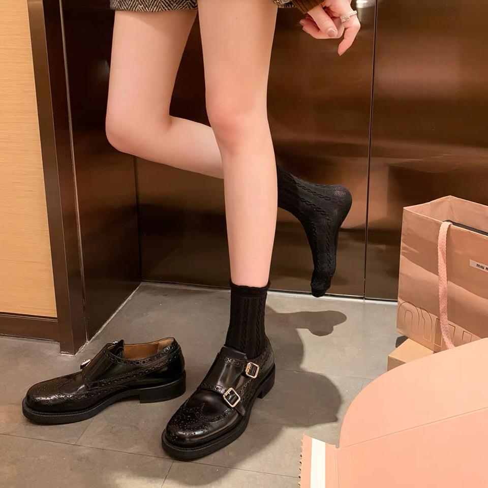 British style exquisite carved baroque single shoes Munch leather shoes women's shoes genuine leather small leather shoes