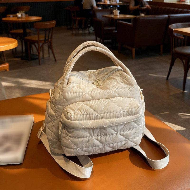 Women Nylon Quilted Shoulder Bag with Adjustable Strap Crossbody Bags for Work Shopping Travel Daily белый