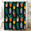 Colorful Cactus Bathroom Shower Curtain Decor Plant Pattern Print Waterproof Fabric for Home Decoration in Bathtub Red, Green, Y