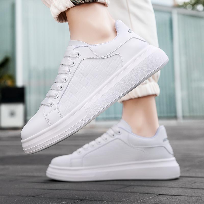 New Breathable Casual White Sneakers, Men's Thick-soled and Height-increasing Sports Shoes, Korean-style Trendy Sneakers