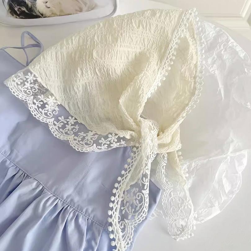 Sciarpa per capelli in pizzo floreale intrecciato bianco, avvolge le donne, foulard triangolare retrò, cappello, fascia per foto da viaggio, accessori per capelli