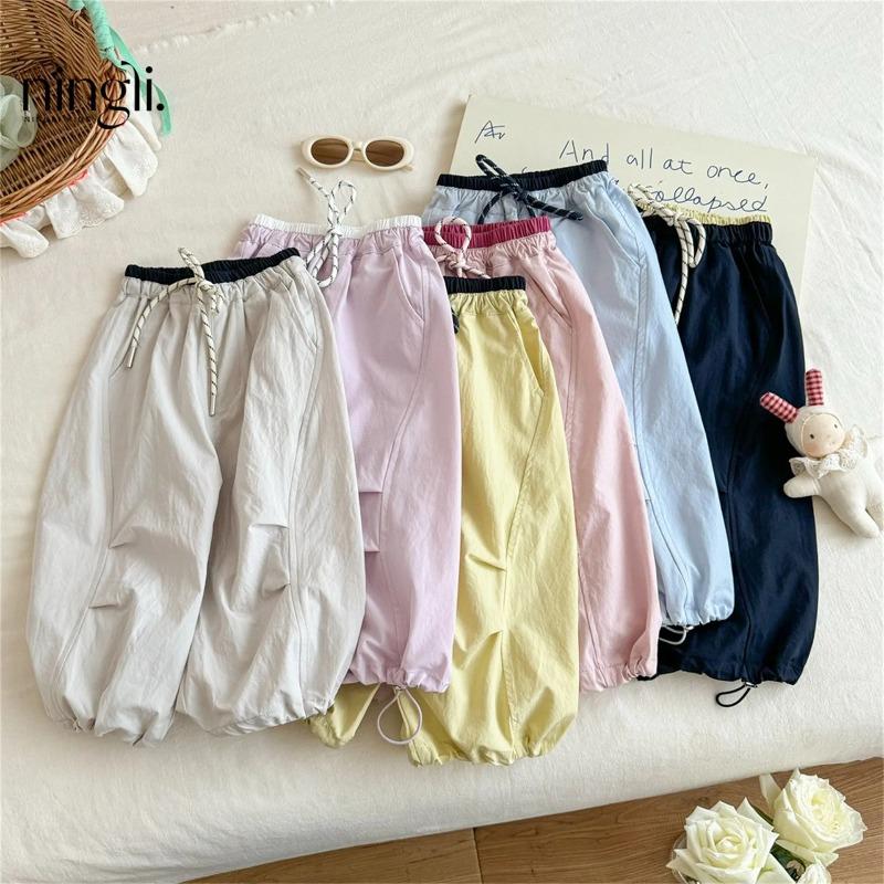 Frühlings-Mädchen Freizeithosen Kinder Lockere Hosen Baby-Mädchen Einfarbige Haremshosen Baumwolle Kleinkind Hosen Kinderkleidung