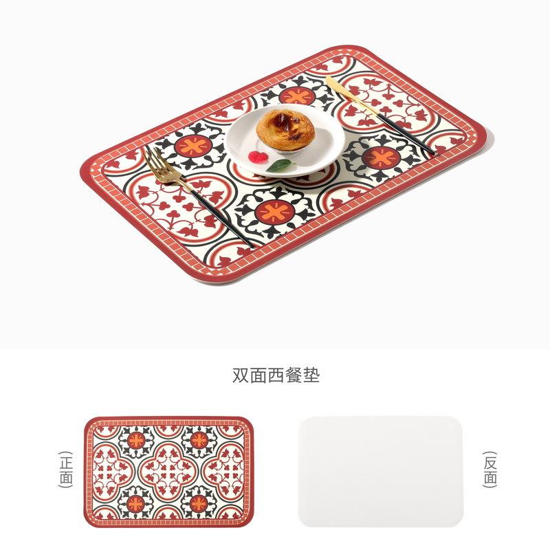 Vintage Floral PVC Leather Placemats Romantic Retro Dining Table Mats Heat Resistant Waterproof Washable Bowl Pads Home Decor
