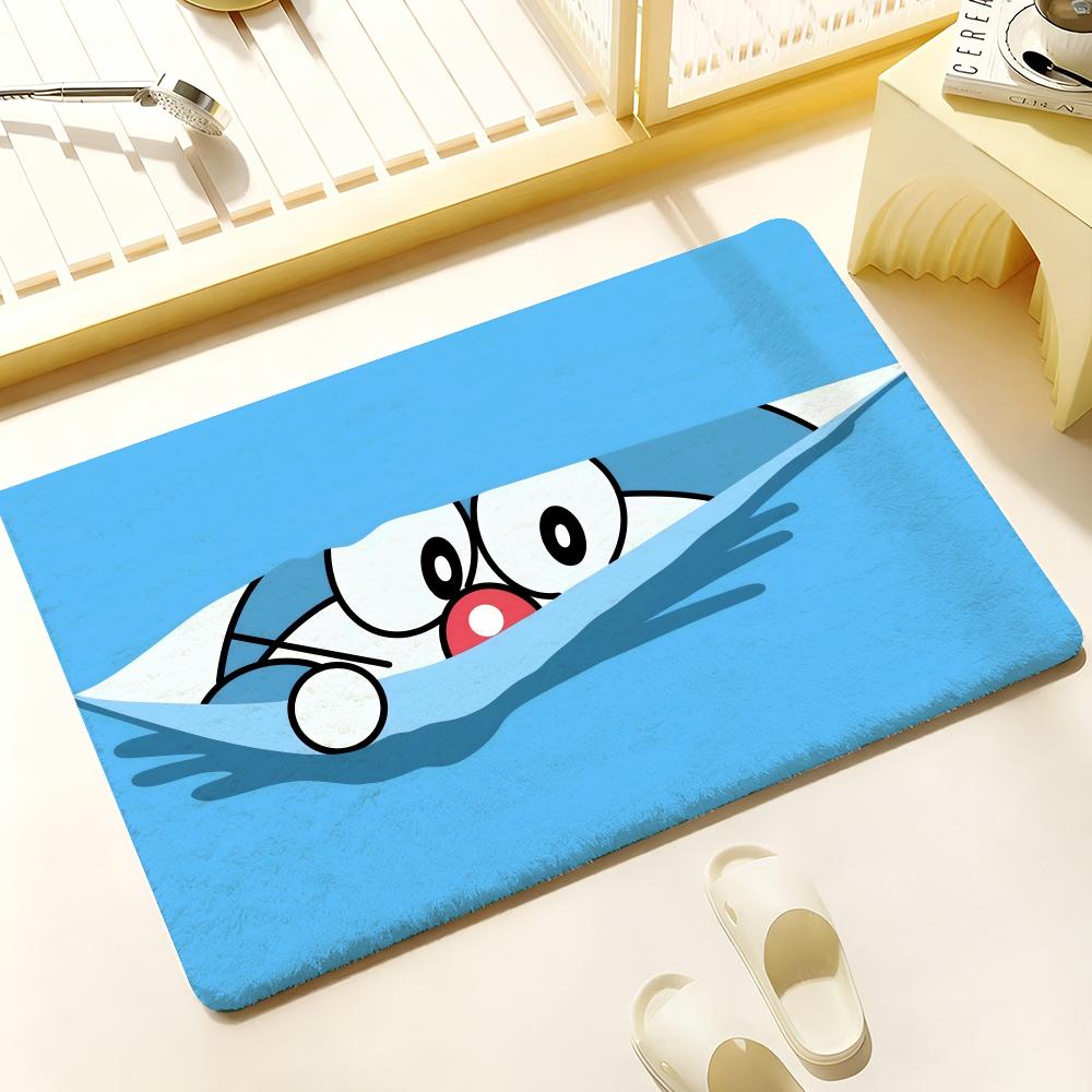 Kwaii Anime D-DoraemonS Floor Mat Cozy Flannel Soft Thick Non-Slip Mat For Living Room Bedroom Kitchen Decor Rugs
