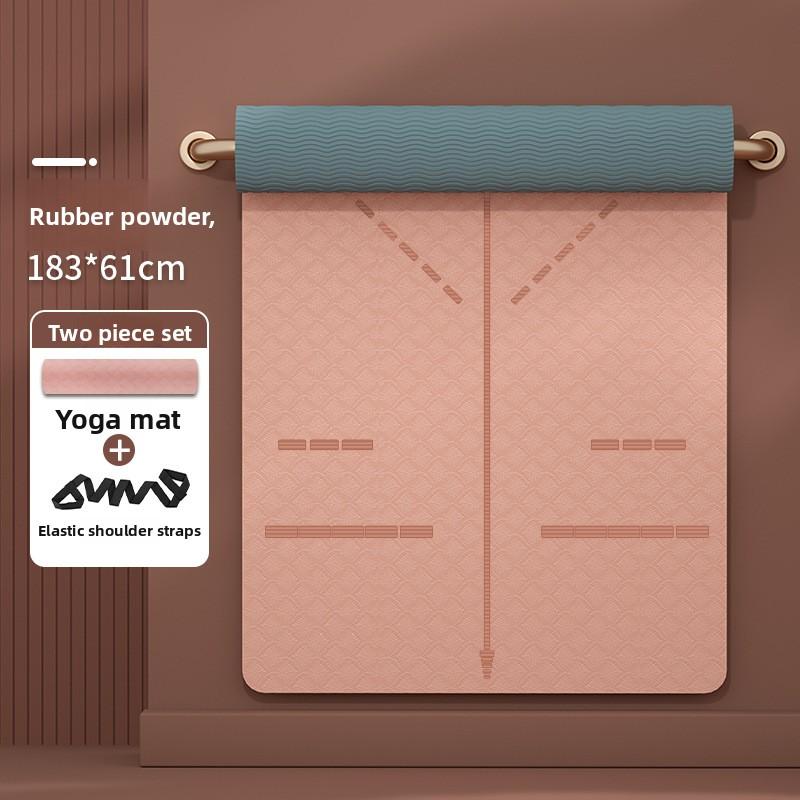 TPE yoga mat, non-slip, odorless, suitable for sports and dance, thickened, foldable fitness yoga mat 【183x61】6mm розовый
