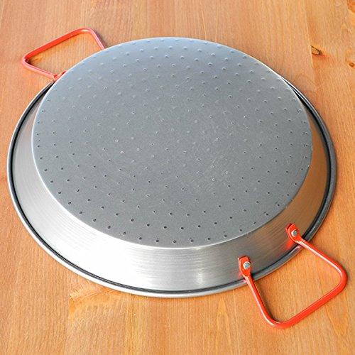 EL CID Spanish Paella Pan with Red Handle, Professional Paella Pan with Recipe, 34cm, Serves 6